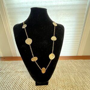 Gold-Tone Coin Pendant Chain Necklace With Lobster Clasp Closure & Adjustable Le